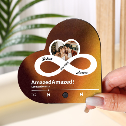 Aimant Frigo Musical en forme de Cœur Personnalisé avec Photo Date et 2 Prénoms Aimant De Réfrigérateur pour Couple | Jessemade