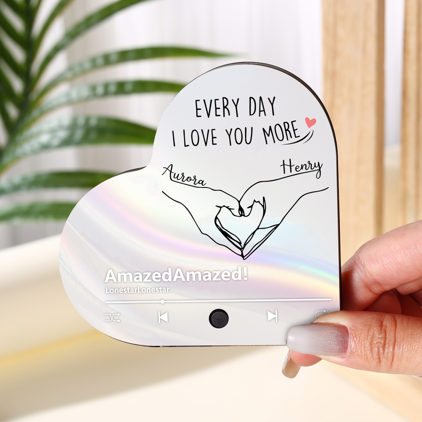 Aimant Frigo Musical en forme de Cœur Personnalisé avec 2 Prénoms et Texte Aimant De Réfrigérateur pour Couple | Jessemade