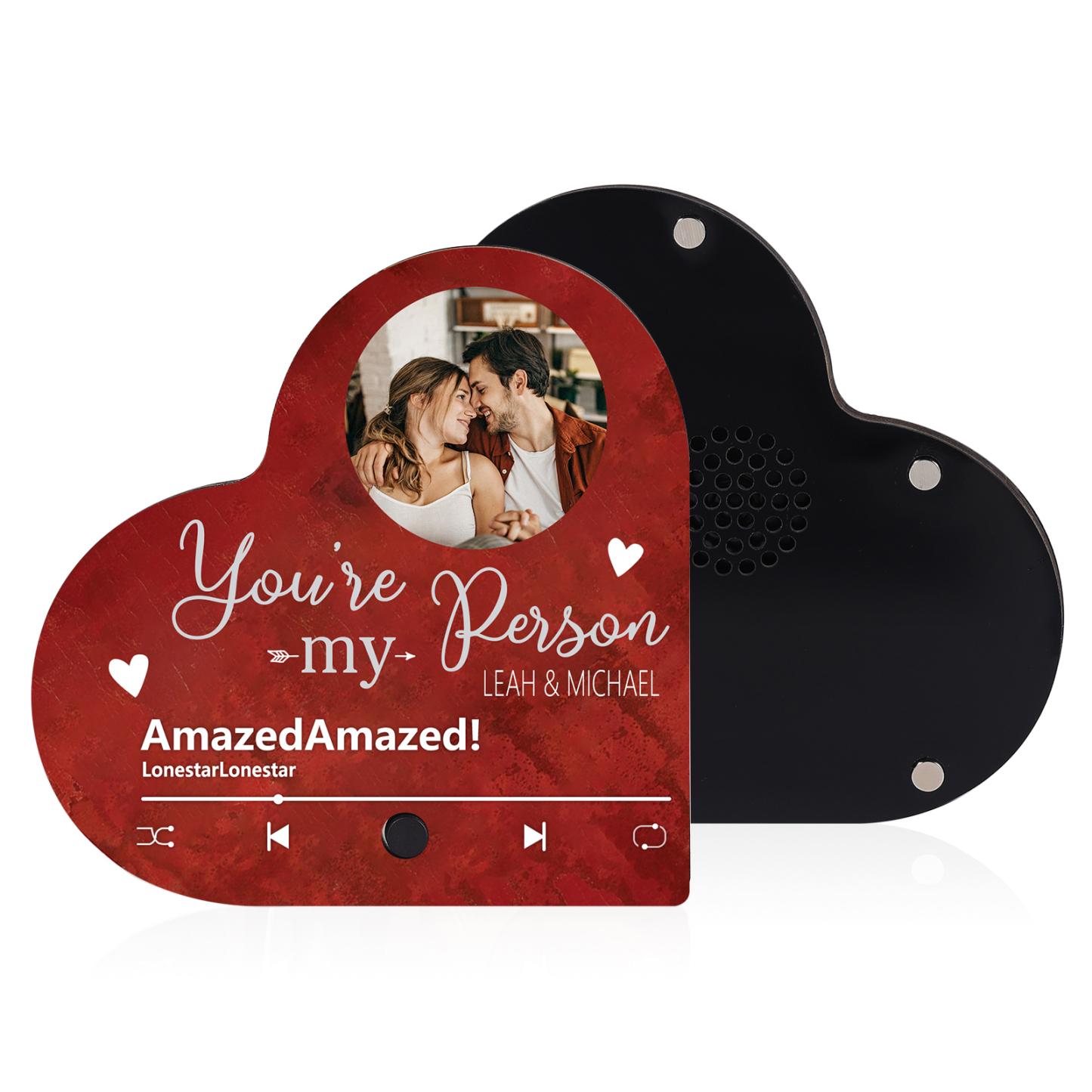 Aimant Frigo Musical en forme de Cœur Personnalisé avec 2 Prénoms Texte et Photo Aimant De Réfrigérateur pour Couple | Jessemade