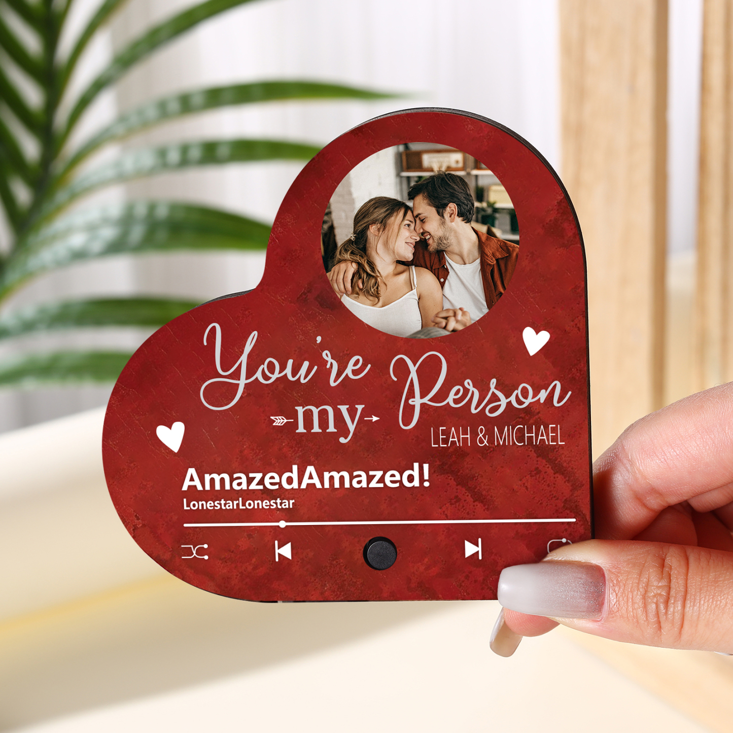 Aimant Frigo Musical en forme de Cœur Personnalisé avec 2 Prénoms Texte et Photo Aimant De Réfrigérateur pour Couple | Jessemade