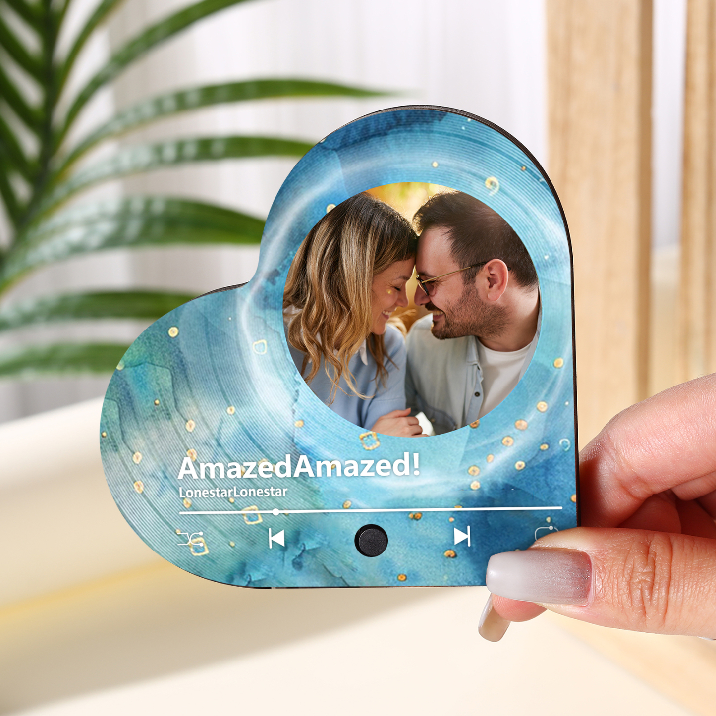 Aimant Frigo Musical en forme de Cœur Personnalisé avec Photo Aimant De Réfrigérateur pour Couple | Jessemade