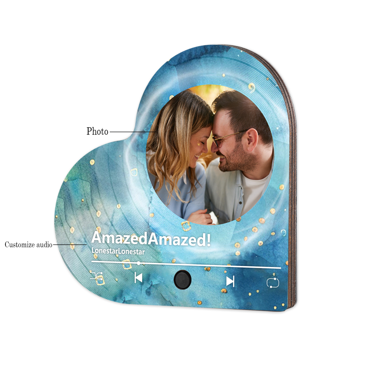 Aimant Frigo Musical en forme de Cœur Personnalisé avec Photo Aimant De Réfrigérateur pour Couple | Jessemade