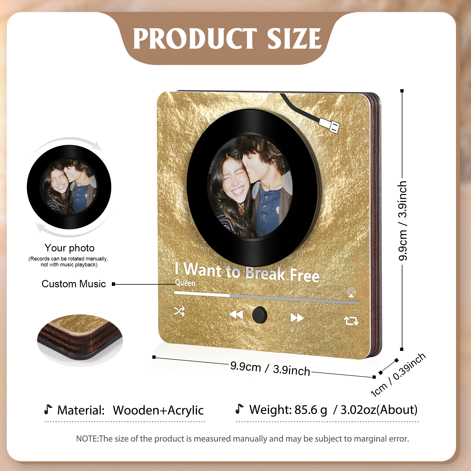 Aimant Frigo Musical Personnalisé avec Photo et Spotify Aimant De Réfrigérateur pour Couple | Jessemade