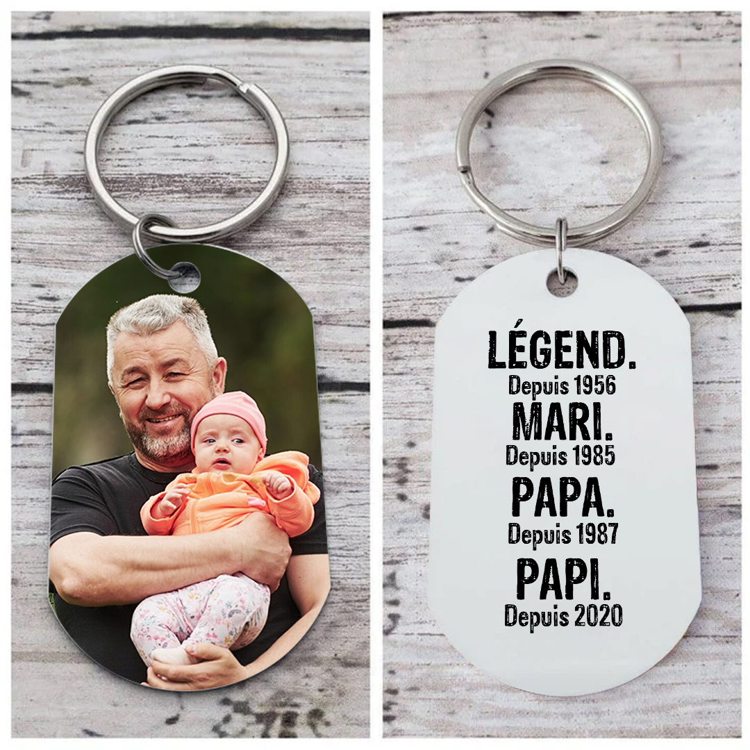 À mon Papi - Porte-clés Personnalisé avec Photo et Années Porte-Clés Personnaliables Pour Grand-Pères | Jessemade