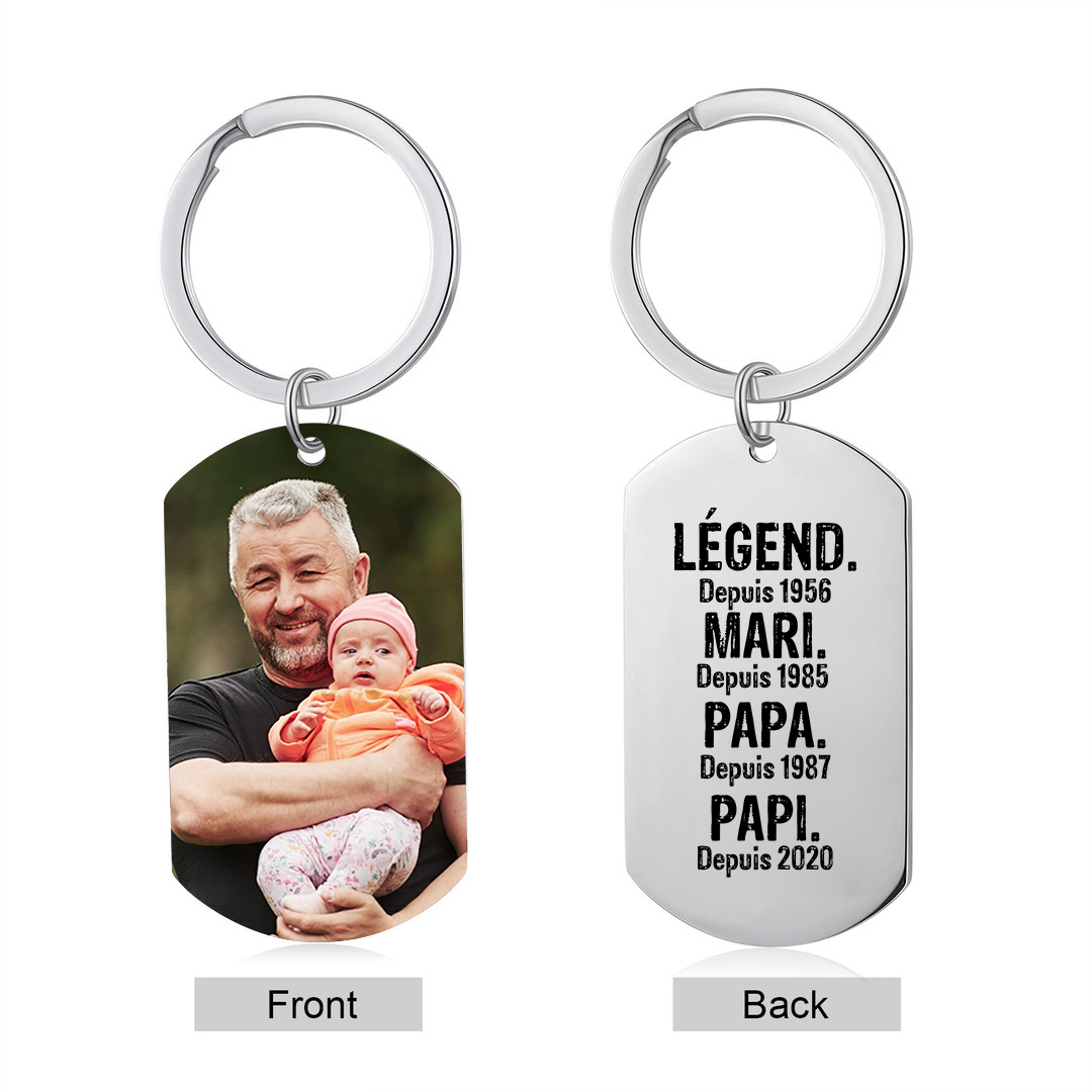 À mon Papi - Porte-clés Personnalisé avec Photo et Années Porte-Clés Personnaliables Pour Grand-Pères | Jessemade