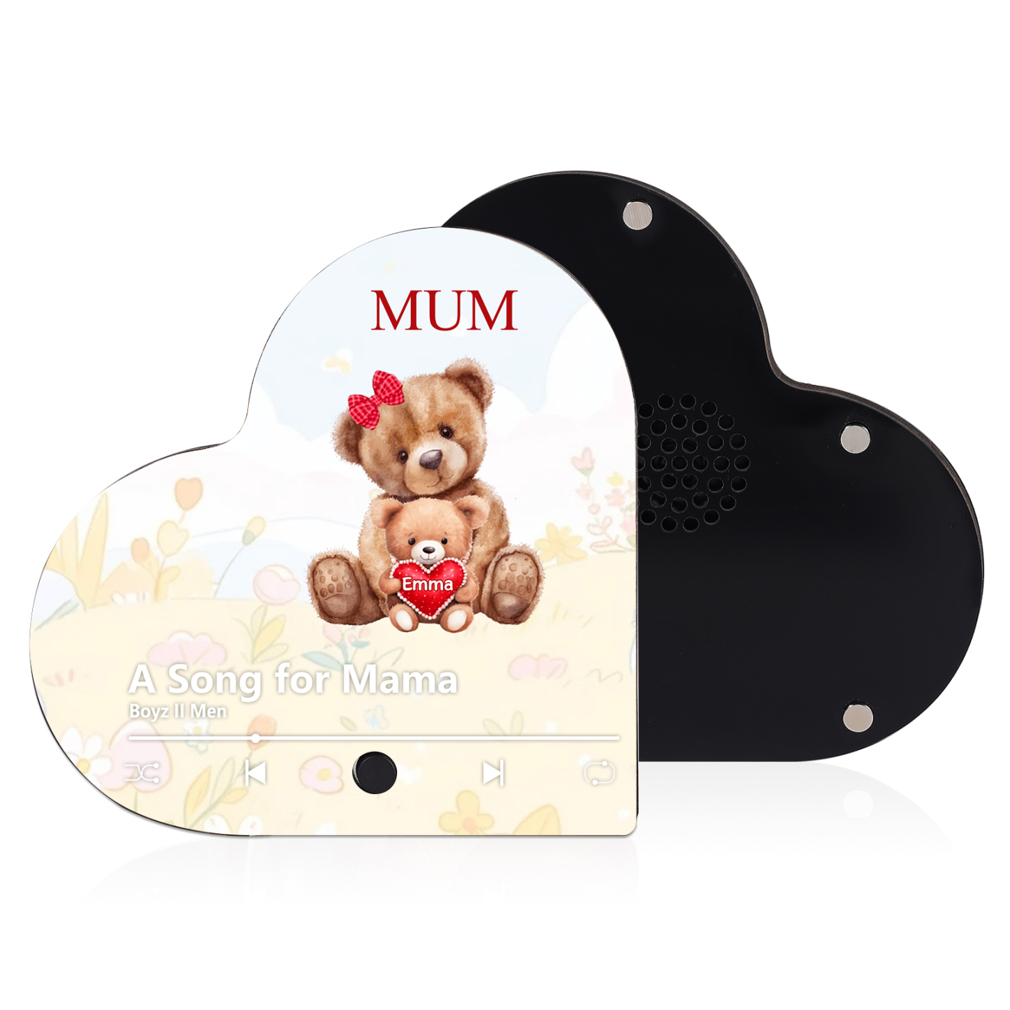 À Maman/Mamie - Aimant Frigo Musical Cœur Personnalisé avec Texte et 1 Prénom Aimant De Réfrigérateur pour Maman/Mamie | Jessemade