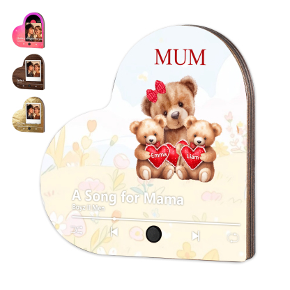 À Maman/Mamie - Aimant Frigo Musical Cœur Personnalisé avec Texte et 2 Prénoms Aimant De Réfrigérateur pour Maman/Mamie | Jessemade