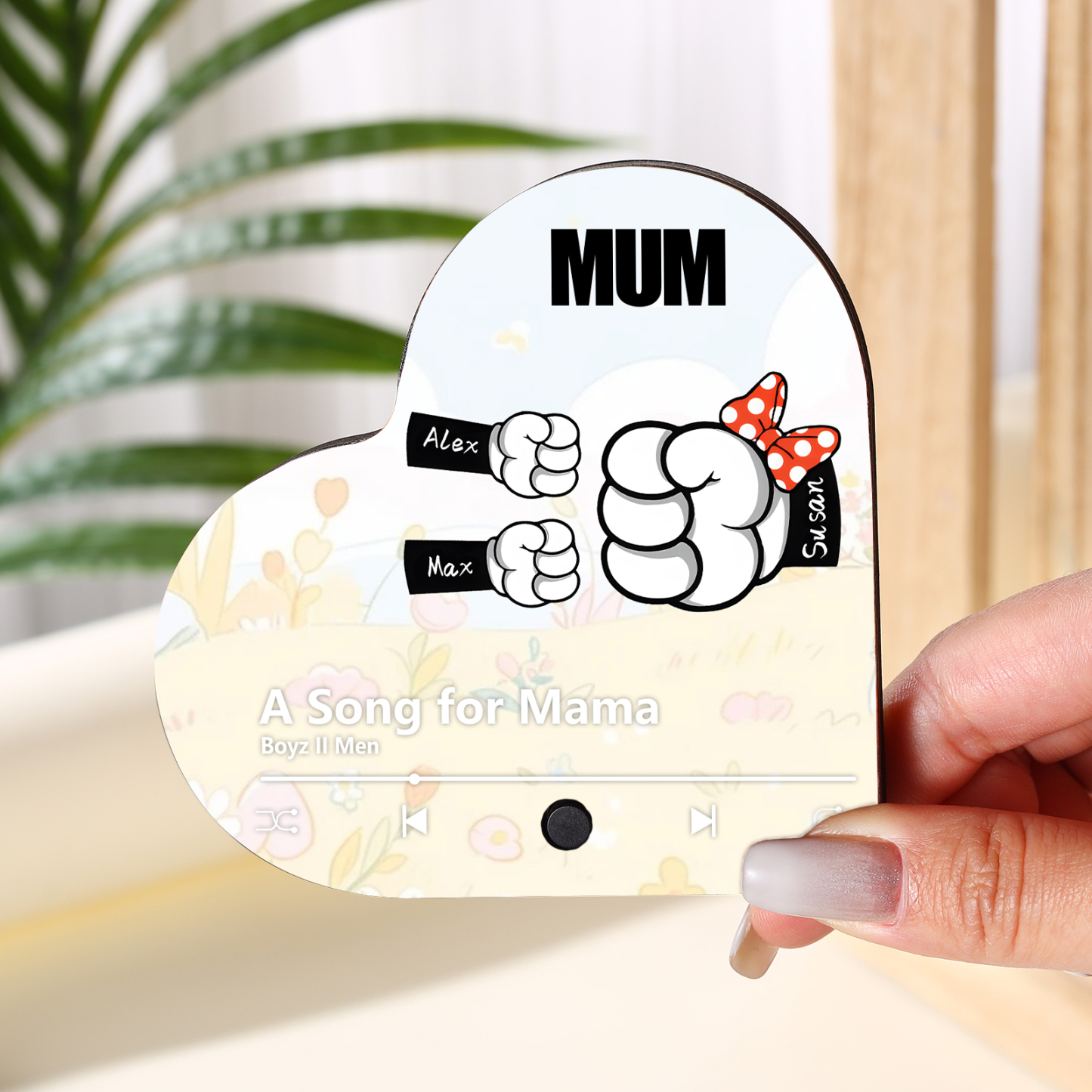 À Maman/Mamie - Aimant Frigo de Msique 3 Prénoms Personnalisés avec Texte Aimant De Réfrigérateur en Forme de Cœur | Jessemade