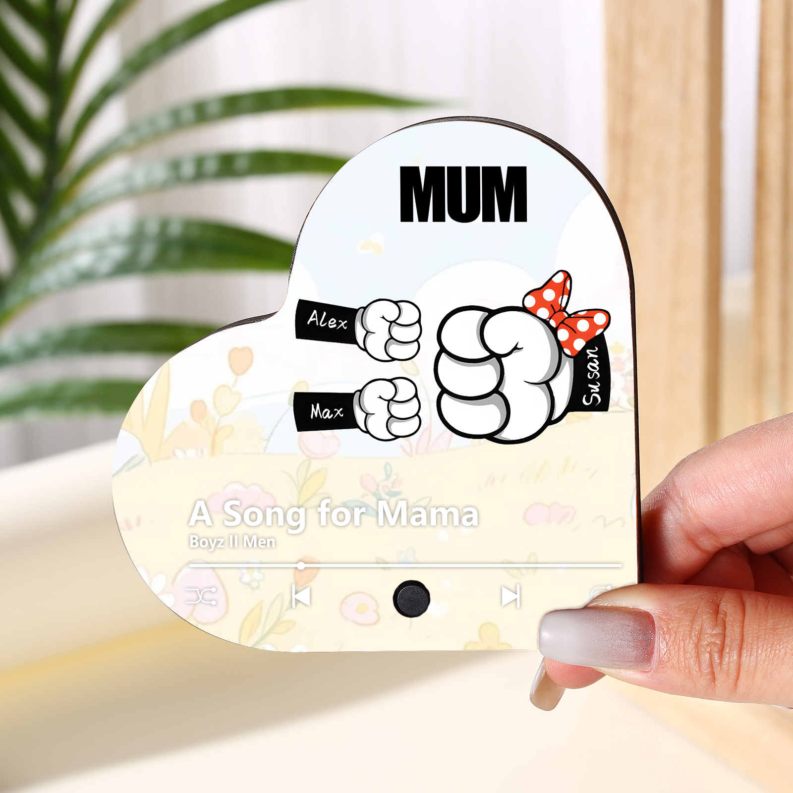À Maman/Mamie - Aimant Frigo de Msique 3 Prénoms Personnalisés avec Texte Aimant De Réfrigérateur en Forme de Cœur | Jessemade