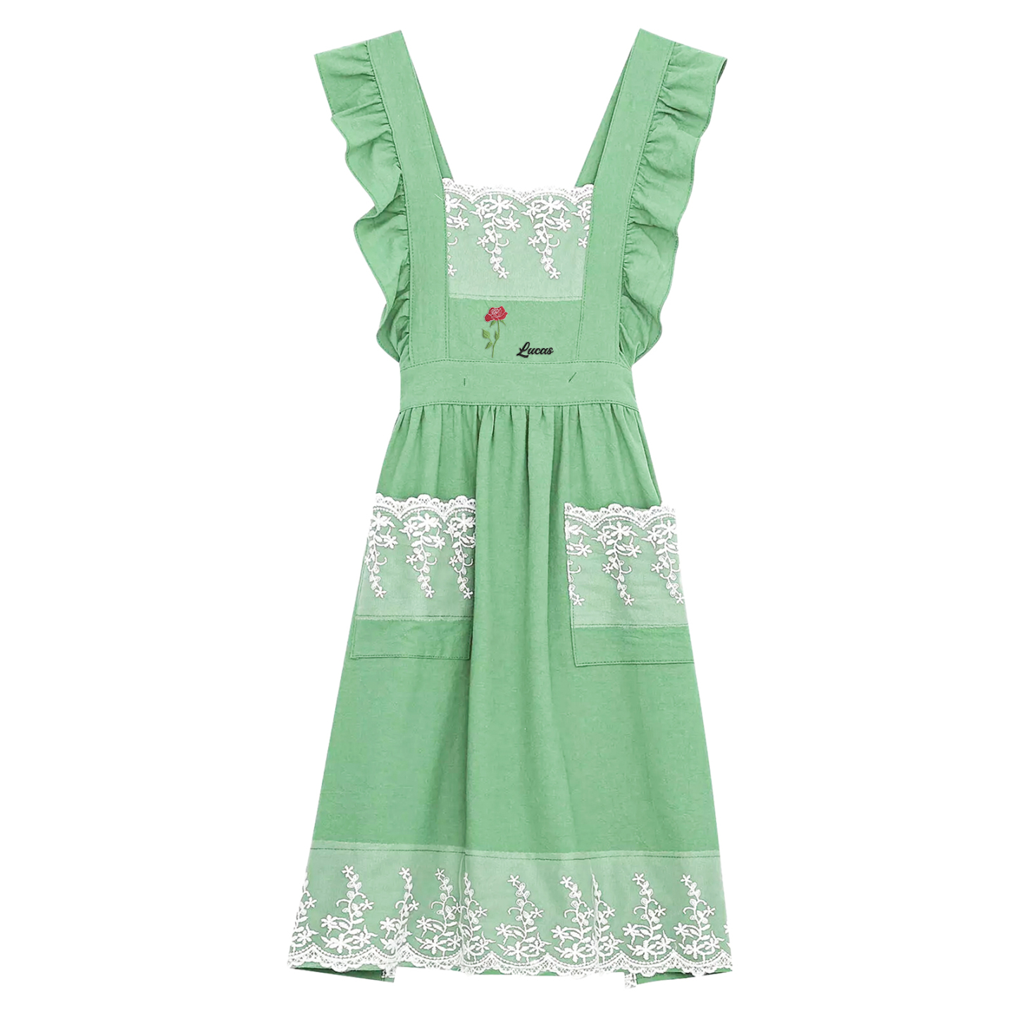 Tablier Personnalisé avec 1 Prénom et Fleur de Naissance Cadeau pour Maman/Mamie | Jessemade