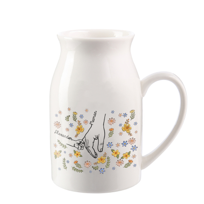 Vase Personnalisé en Céramique avec 2-7 Prénoms – Cadeau fleuri et symbolique pour Maman/Mamie | Jessemade