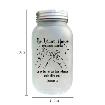 Bouteille lumineuse commémorative Ornements mains 2 prénoms personnalisés Cadeau pour amie Noël | Jessemade