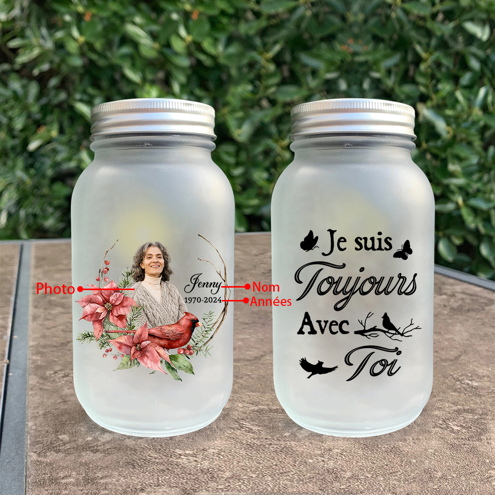 Bouteille lumineuse Ornements Commémorative 1 prénom personnalisé avec photo et années Noël | Jessemade