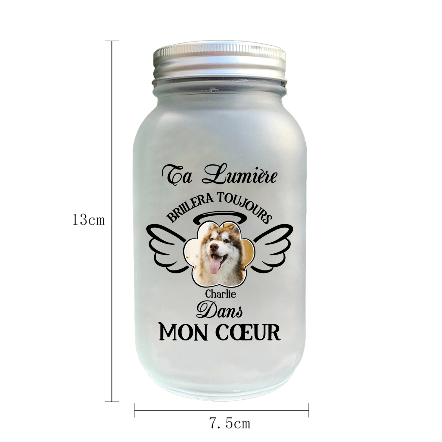 Bouteille lumineuse comméroratif 1 prénom personnalisé avec photo | Jessemade