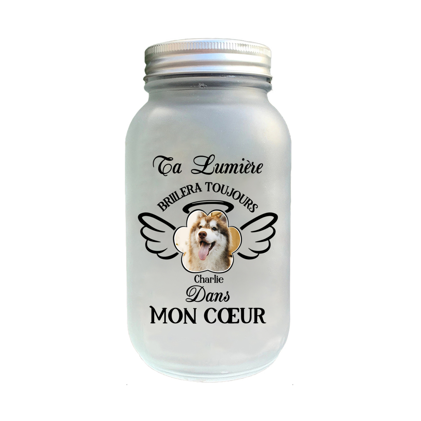 Bouteille lumineuse comméroratif 1 prénom personnalisé avec photo | Jessemade