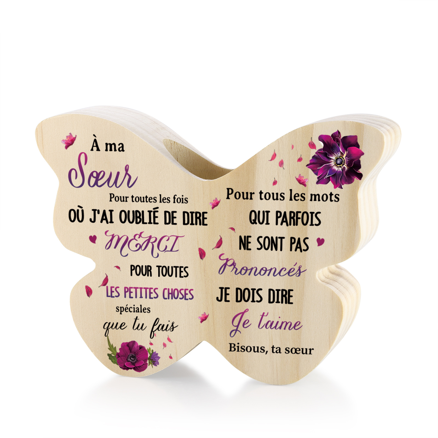 À Ma Meilleure Amie Bougeoir en Bois fleurs violets Personnalisés Cadeau pour Amie Précieuse sans bougie | Jessemade
