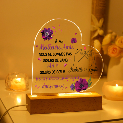 Lampe de chevet en forme de cœur LED Lumières 1 prénom personnalisé avec photo et années Cadeau pour amie | Jessemade