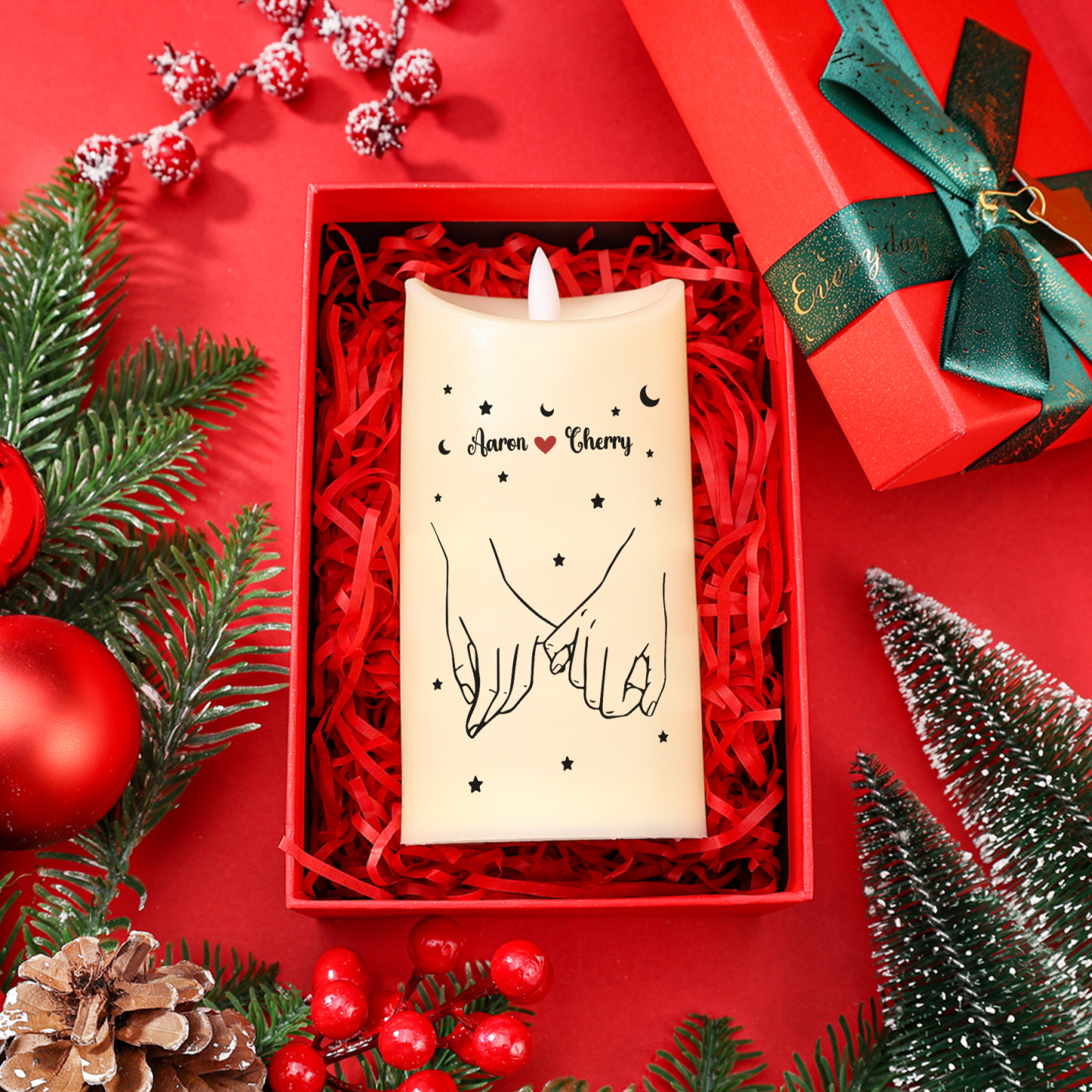 Bougie Électronique 2 Prénoms Personnalisés Bougie LED Cadeau Coffret pour Couple | Jessemade