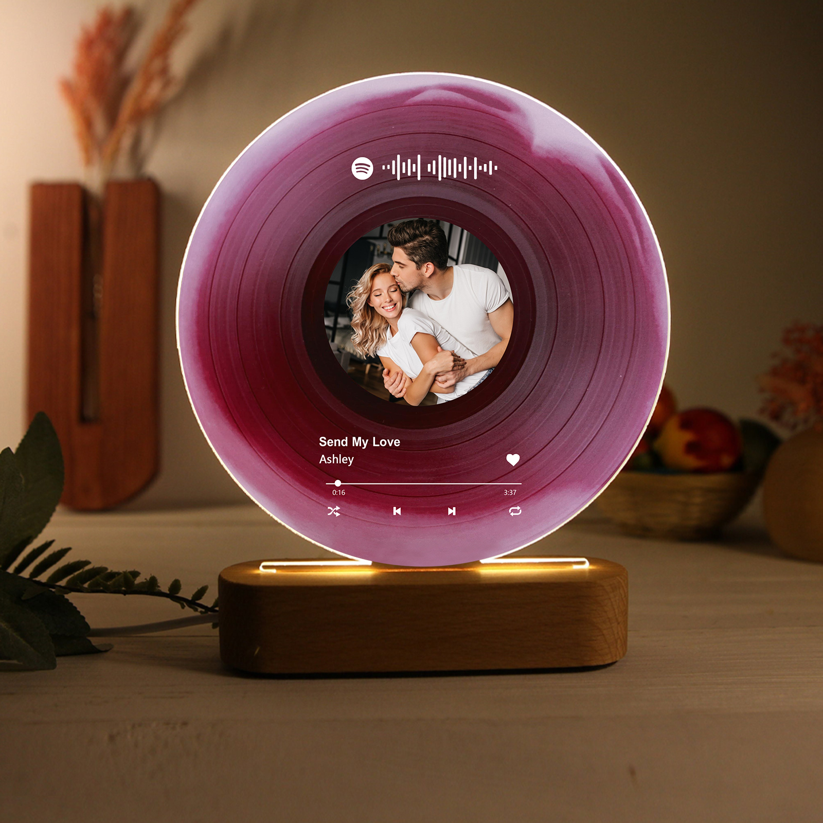 Lampe de chevet LED Texte Spotify et Photo Personnalisés LED Lumières pour Couple | Jessemade
