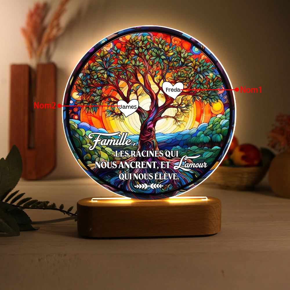 Lampe LED Arbre de Vie 2 Prénoms Personnalisé Veilleuse Personnalisé pour Famille | Jessemade