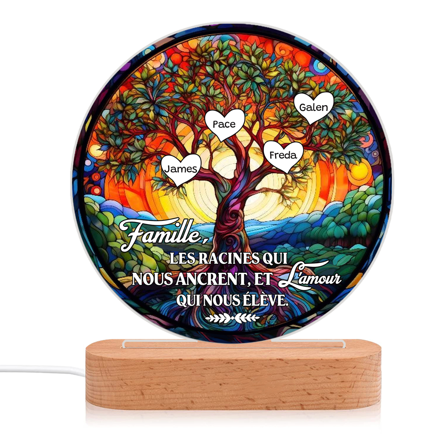 Lampe LED Arbre de Vie 4 Prénoms Personnalisé Veilleuse Personnalisé pour Famille | Jessemade