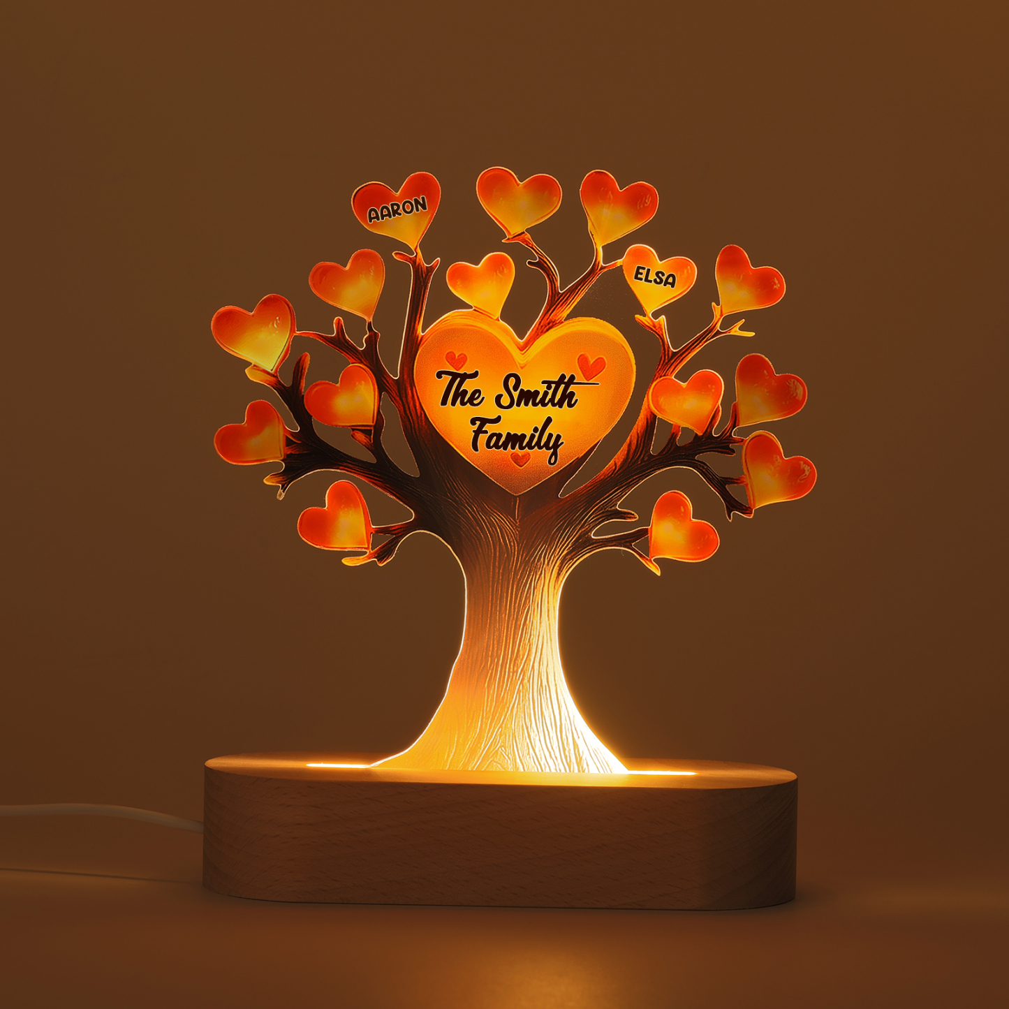 Lampe Personnalisée Arbre de Vie - Veilleuse LED Gravée avec Noms & Message | Jessemade