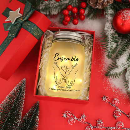 Bocal LED Solaire Couple Bouteille Lumineuse Personnalisée