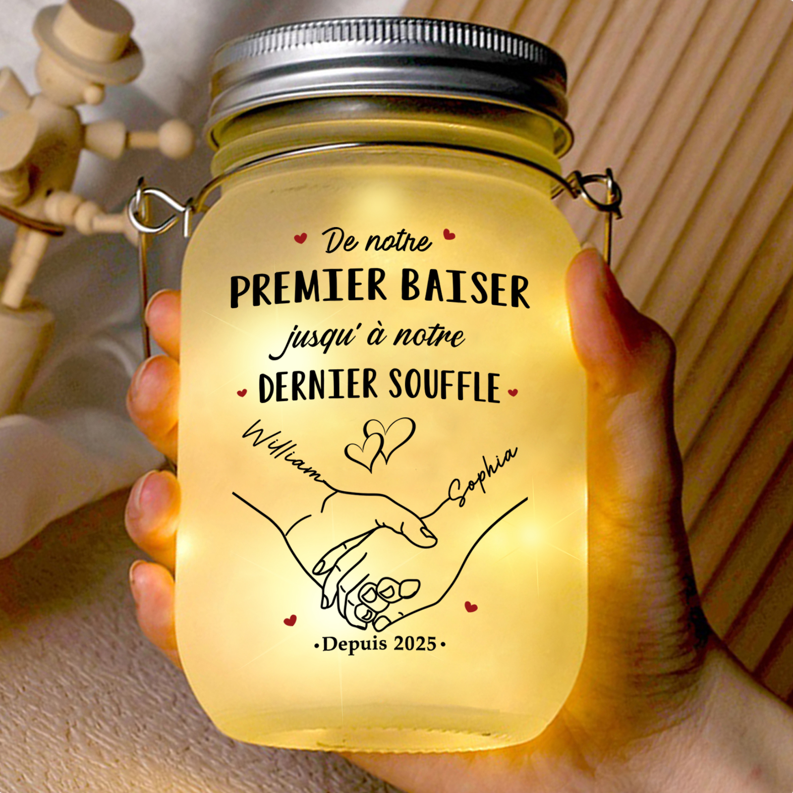 Bouteille Lumineuse Personnalisé Bocal Mason solaire avec Calendrier