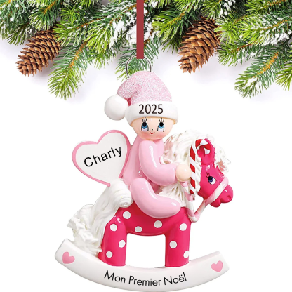 Décoration Sapin Noël en Bois 1 Prénom Personnalisé avec texte et années cadeau pour BéBé