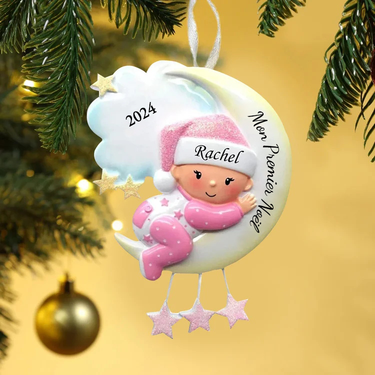 Jessemade FR Ornements de Noël en Bois 1 Prénom Personnalisé avec texte et années cadeau pour BéBé