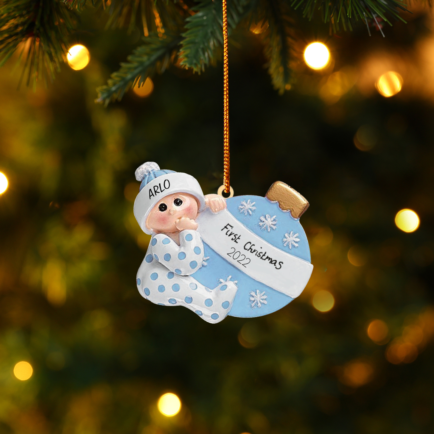 Décoration Sapin Noël en Bois 1 Prénom Personnalisé avec texte cadeau pour BéBé