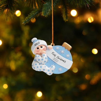 Décoration Sapin Noël en Bois 1 Prénom Personnalisé avec texte cadeau pour BéBé