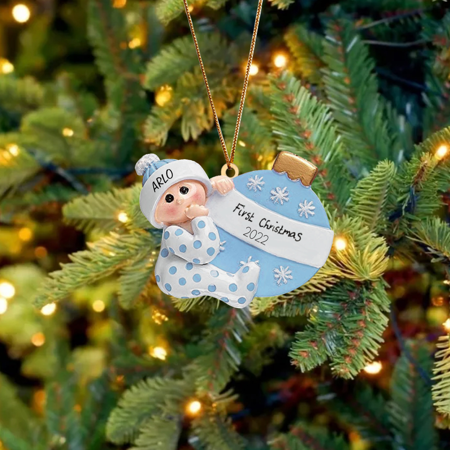 Décoration Sapin Noël en Bois 1 Prénom Personnalisé avec texte cadeau pour BéBé