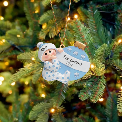 Décoration Sapin Noël en Bois 1 Prénom Personnalisé avec texte cadeau pour BéBé