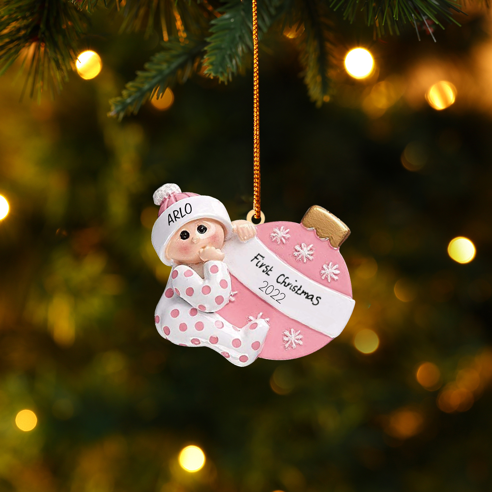 Décoration Sapin Noël en Bois 1 Prénom Personnalisé avec texte cadeau pour BéBé