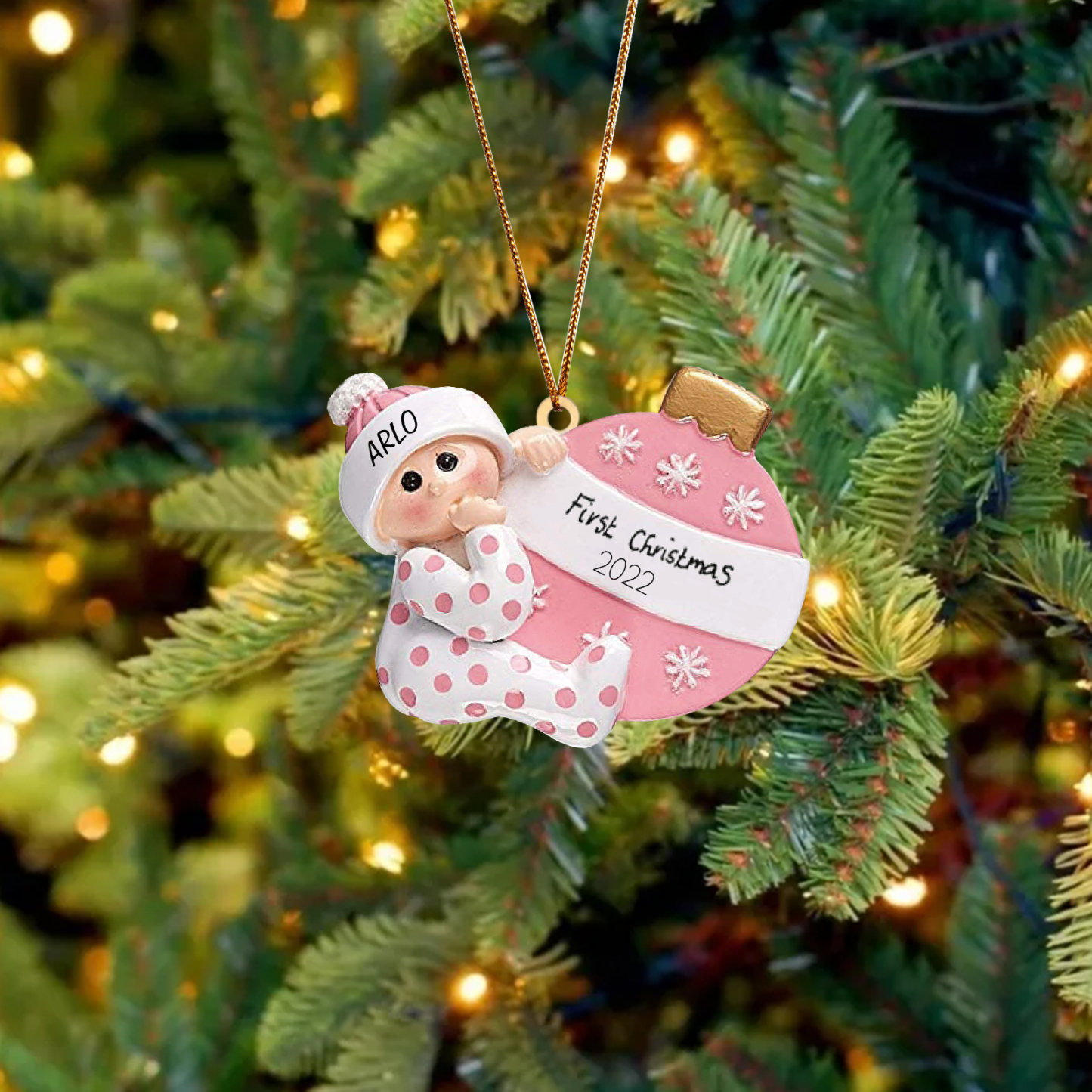Décoration Sapin Noël en Bois 1 Prénom Personnalisé avec texte cadeau pour BéBé
