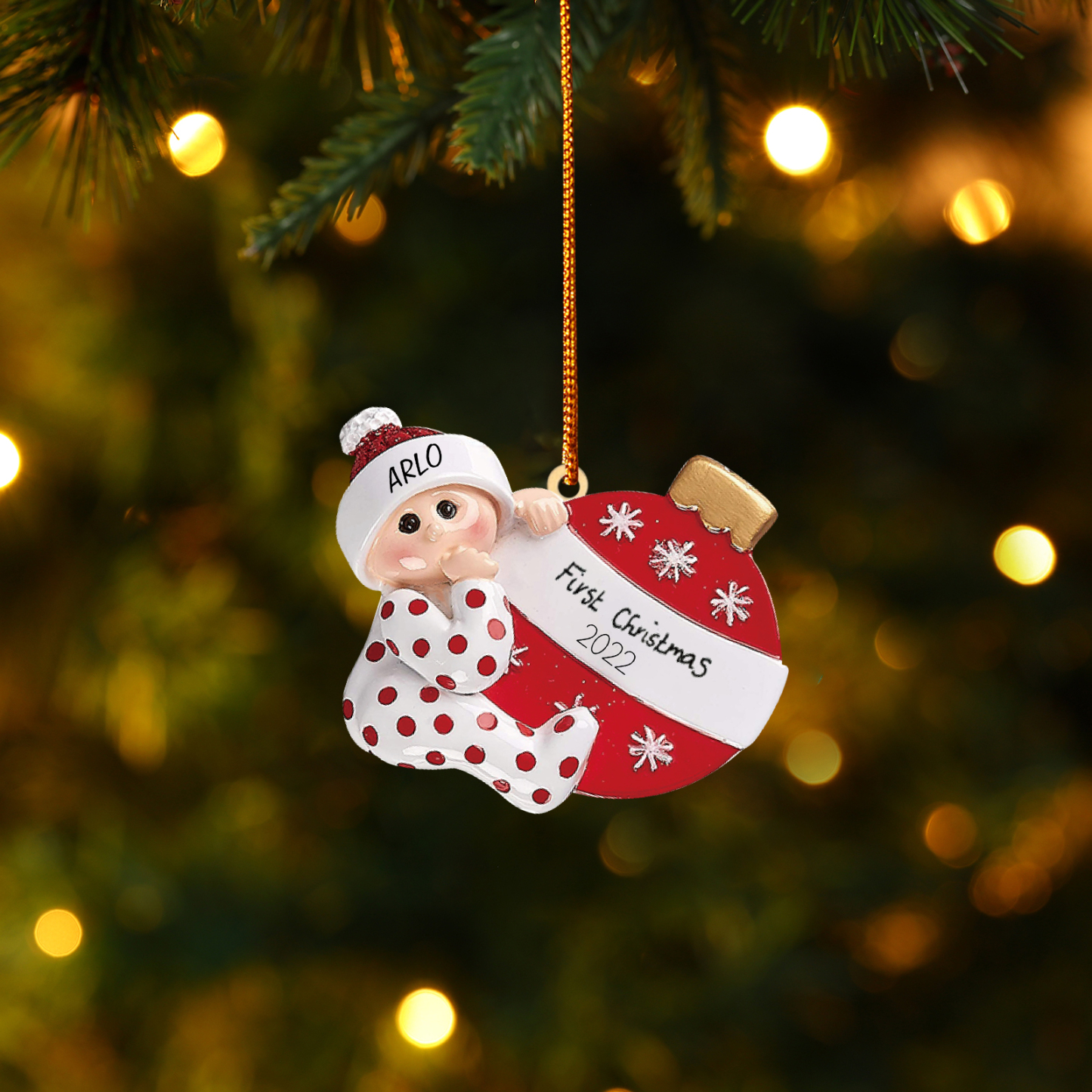 Décoration Sapin Noël en Bois 1 Prénom Personnalisé avec texte cadeau pour BéBé