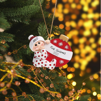 Décoration Sapin Noël en Bois 1 Prénom Personnalisé avec texte cadeau pour BéBé