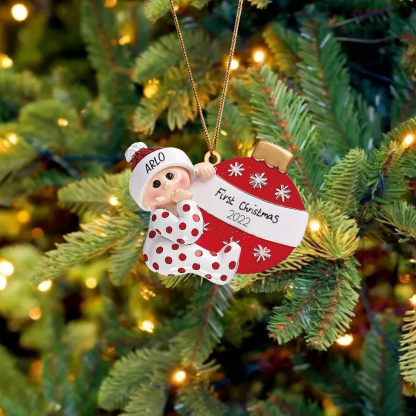 Décoration Sapin Noël en Bois 1 Prénom Personnalisé avec texte cadeau pour BéBé