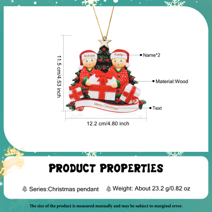 Décoration Sapin Noël Poupée 2 Prénoms Personnalisés et texte