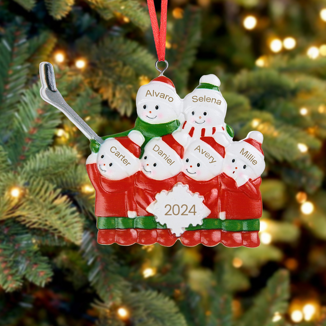 Jessemade FR Ornements de Noël en Résine Bonhomme de Neige 6 Prénoms Personnalisés avec Année