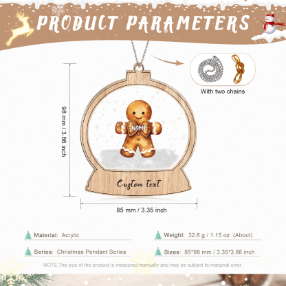 Décoration Sapin Noël 1 Prénom Personnalisé avec Texte Bonhomme en Pain d'épice | Jessemade