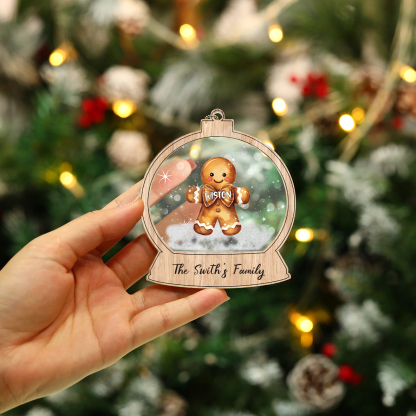 Décoration Sapin Noël 1 Prénom Personnalisé avec Texte Bonhomme en Pain d'épice | Jessemade