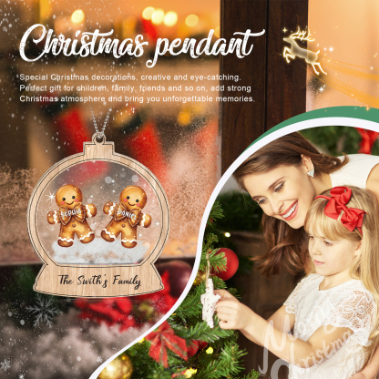 Décoration Sapin Noël 2 Prénoms Personnalisés avec Texte Bonhomme en Pain d'épice | Jessemade