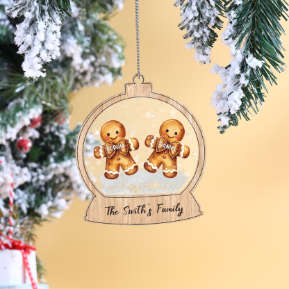 Décoration Sapin Noël 2 Prénoms Personnalisés avec Texte Bonhomme en P