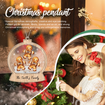 Décoration Sapin Noël 3 Prénoms Personnalisés avec Texte Bonhomme en Pain d'épice | Jessemade