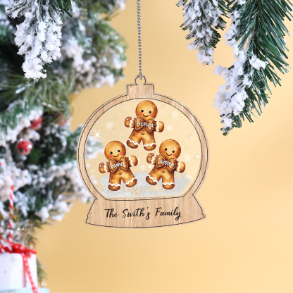 Décoration Sapin Noël 3 Prénoms Personnalisés avec Texte Bonhomme en P