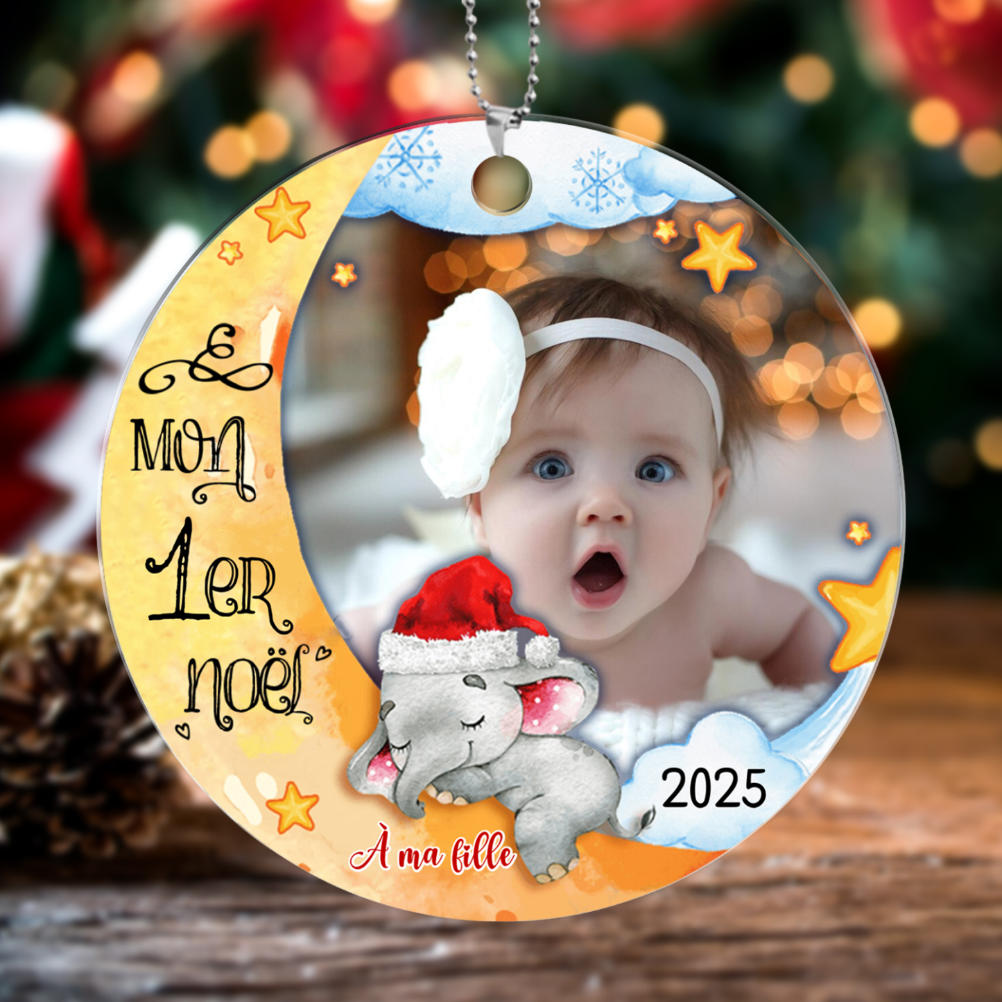 Décoration Sapin Noël photo bébé personnalisée – Mon 1er Noël | Jessemade