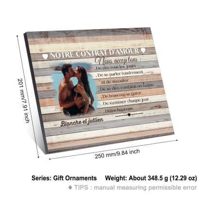 Cadre en Bois 2 Prénoms Personnalisés avec Photo pour Couple Cadeau Saint Valentin