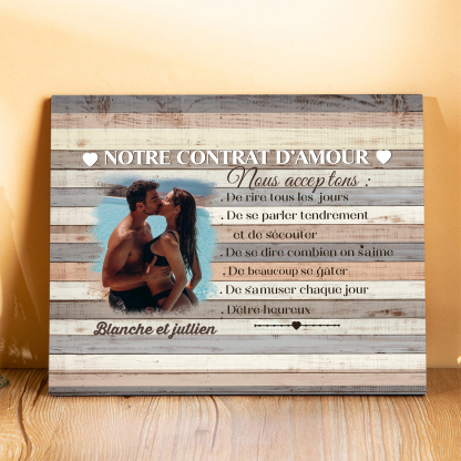 Cadre en Bois 2 Prénoms Personnalisés avec Photo pour Couple Cadeau Saint Valentin-Jessemade FR